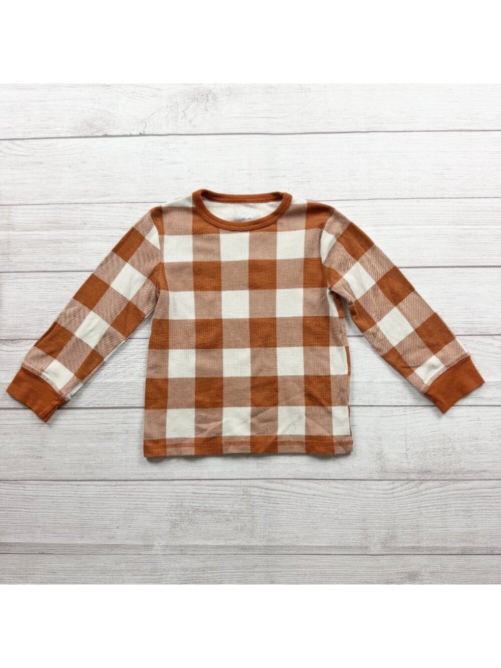The Children's Place Boys Long Sleeve Buffalo Plaid Waffle Knit Shirt 4T